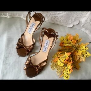 ✨Jimmy Choo✨Bronze Metallic Strappy Sandal Heels